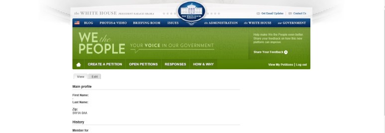 White House Petitions Membership