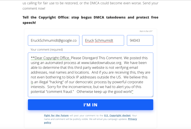 Test Comment through takedownabuse website